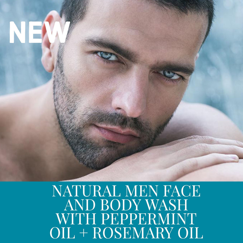 NATURAL MEN FACE & BODY WASH WITH PEPPERMINT OIL + ROSEMARY OIL